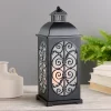 Indoor/Outdoor 18" Flickering Flame Metal Leaf Lantern by Valerie