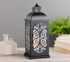 Indoor/Outdoor 18" Flickering Flame Metal Leaf Lantern by Valerie