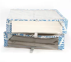 Periea Set of 2 Large Slim Storage Boxes with Gliders - Denim Fern
