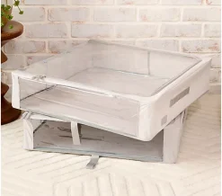 Periea Set of 2 Large Slim Storage Boxes with Gliders - Grey