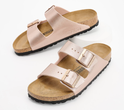 Birkenstock Two-Strap Recovery Slide Sandals - Arizona - Metallic Copper, 46