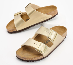 Birkenstock Two-Strap Recovery Slide Sandals - Arizona - Metallic Gold, 45