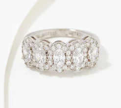 Alternative view of Diamonique Choice of Cut Halo Band Ring, Platinum-Clad