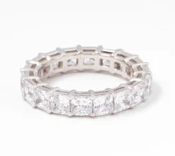Diamonique Silver Choice Of Cut Eternity Band Ring, Platinum Clad - Princess, 7