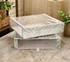 Periea Set of 2 Large Slim Storage Boxes with Gliders - Waves
