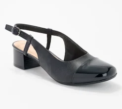 Clarks Collection Leather Slingback Heels -Marilyn Rose - Black Combi, 9W