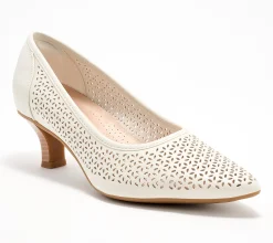 Clarks Collection Leather Perforated Heel-Kepley Sky - Off White, 5M