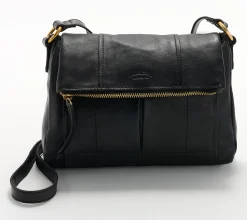 American Leather Co. Leather Lee Double Entry Crossbody - Black