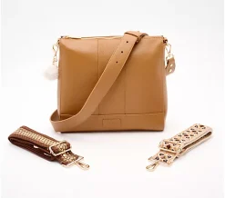 Pom Pom London Leather Westminster Messenger Bag w/ Multi Straps - Maple