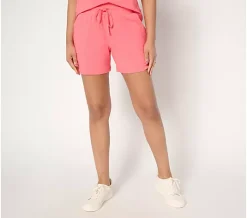 Belle by Kim Gravel TripleLuxe Knit 5" Harbor Island Shorts - Coral Rose, 3X
