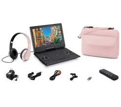 GPX 12" Portable DVD Player Bundle w/ Carry Case & Headphones - Light Pink