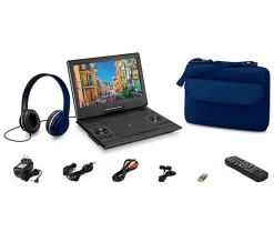 GPX 12" Portable DVD Player Bundle w/ Carry Case & Headphones - Indigo