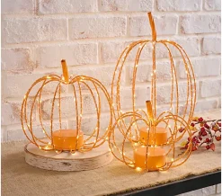 Martha Stewart Set of 3 Indoor/Outdoor Illuminated Wire Pumpkins