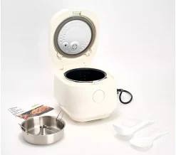 GreenPan Fuzzy Logic Carb Reducing 8 Cup Rice Cooker & Tools - Cream