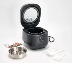 GreenPan Fuzzy Logic Carb Reducing 8 Cup Rice Cooker & Tools - Graphite