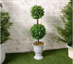 Garden Reflections 32" 2-tier Faux Boxwood Topiary in Urn