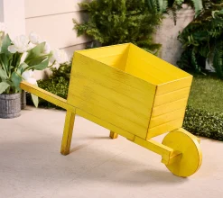 Girl Next Door Wheelbarrow Flower Planter - Yellow