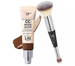 IT Cosmetics Your Skin But Better CC+ Nude Glow SPF40 w/ Luxe Brush - Deep Honey