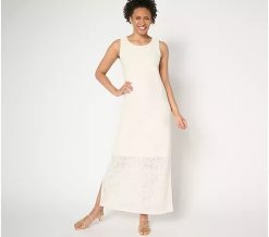 Attitudes by Renee Regular Floral Illusion Jacquard Maxi Dress - Ivory