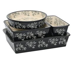 Temp-tations Floral Lace 5-Piece Nestable Bakeware Set - Black
