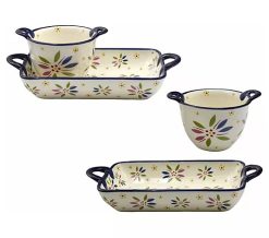 Temp-tations Old World 4-piece Baker and Bowl Set - Confetti