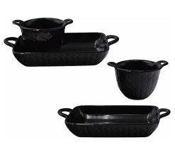 Temp-tations Carved Willow 4-piece Baker and Bowl Set - Black