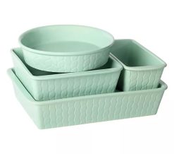 Temp-tations Carved Willow 5-Piece Nestable Bakeware Set - Mint
