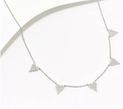 Diamonique x Jennifer Miller 5 Heart Station Necklace, Sterl - Silver