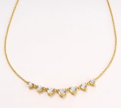 Diamonique Classics Round Cut Graduated Necklace, Sterl - Yellow