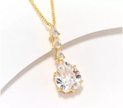 Diamonique x Kathy Levine Lorraine Historic Cut Necklace, Sterl - Yellow