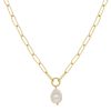 Ettika Cultured Pearl Oval Link Chain Necklace