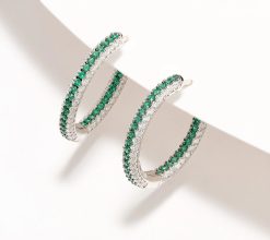 Alternative view of Diamonique x Jennifer Miller 1" Inside-Out Hoop Earrings, Sterling Silver