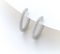 Diamonique x Jennifer Miller 1" Inside-Out Hoop Earrings, Sterling Silver - Silver