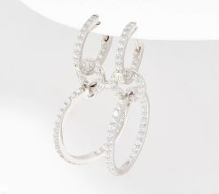 Alternative view of Diamonique x Kathy Levine Jetsetter Hoop Earrings, Sterling Silver
