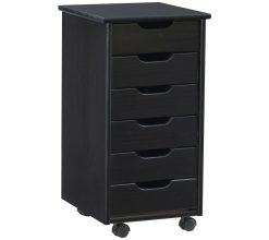 Linon Home Karla Six-Drawer Rolling Storage Cart - Black