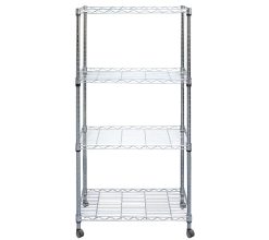 Alternative view of Mind Reader 4-Tier Silver Adjustable Rolling Storage Rack