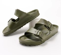 Birkenstock Two-Strap Recovery Slide Sandal - Arizona EVA - Khaki, 40