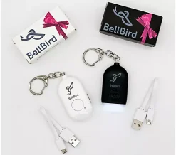 Bellbird Set of 2 Rechargeable Safety Alarms w/ Gift Box - White/Black