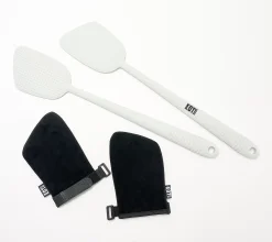 EOT Wellness Set of 2 Long-Handled Body Scrubber with 2 Mitts - Cool Grey