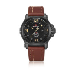 Men's Watches, Calendar Watches, Water Quartz Watches - Black shell coffee belt