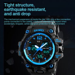 Alternative view of SKMEI Men's Wrist Watch,Large Face Military Waterproof Watches for Men with Stopwatch Alarm LED Back Light Sports Watch, Blue