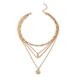 Chunky Gold Necklace Chunky Charm Necklace For Women Layered Gold Necklace For Women Silver Coin Necklace Jewelry Gifts For Women - Gold