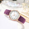 Leather Band Watches for Women, Classic Quartz Watch with Luminouse Easy Read Dial, Vintage Small Face Round Watches, Birthday Gift for Ladies (Purple)