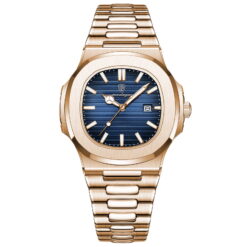 POEDAGAR New Luxury Rose Gold Quartz Watch for Men Stainless Steel Sports Waterproof Luminous Date Fashion Square Men's Watches